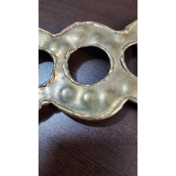 Vintage 80s Hammered Brass Slide Belt Buckle Made In India Boho Statement main image 8